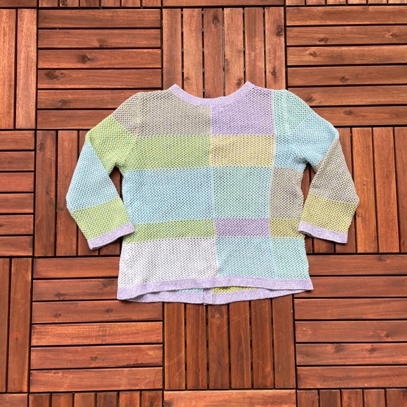 Vintage Pastel Checkered Knit Cardigan S - Picture 8 of 8